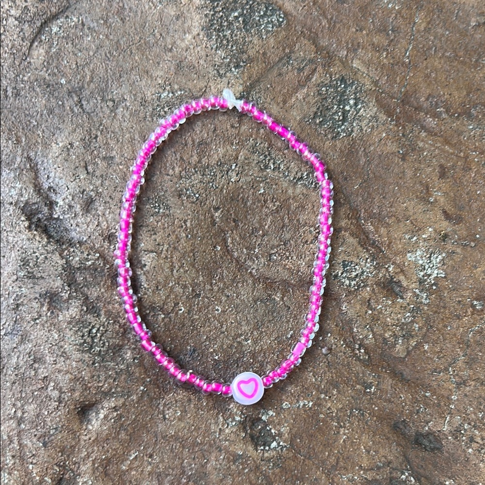 Francesca's Collections Pink Beaded Bracelet with Accent Bead